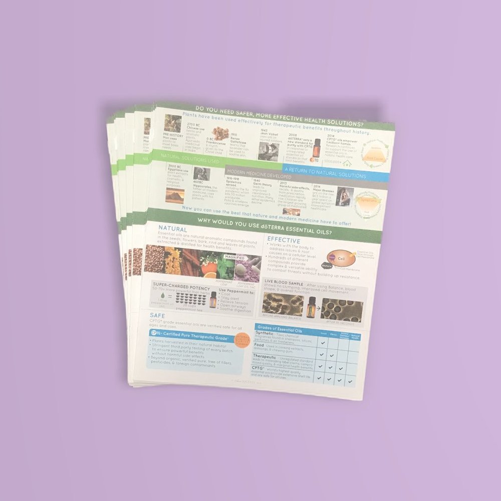 Share Success Doterra tri fold Natural solutions price sheet wellness advocate